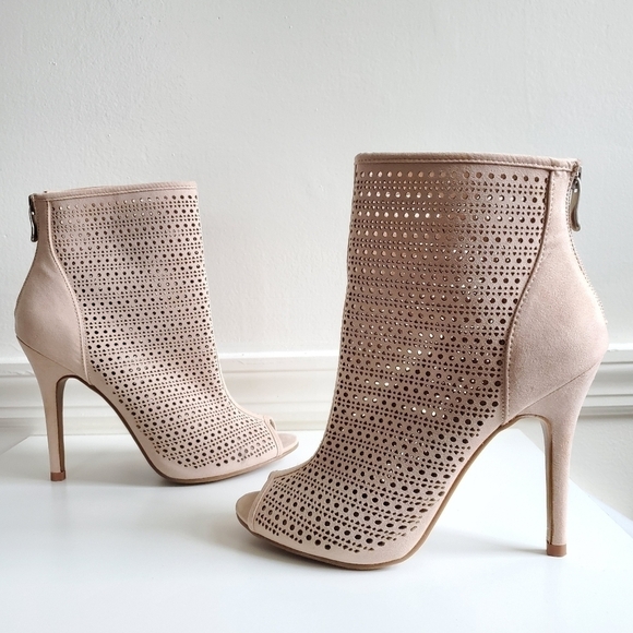 Chinese Laundry Open Toe Suede Blush Booties/Heels Size 7.5(38) - Picture 9 of 14